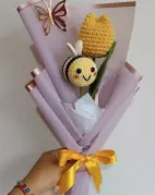 Flor girasol tonos pastel y lazo de yute