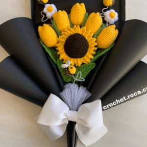 Ramo individual girasol y tulipanes crochet