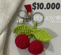 Llavero cerezas crochet