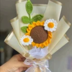 Ramo girasol con margaritas crochet