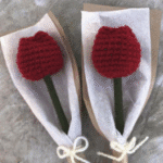 Ramo individual tulipán rojo crochet